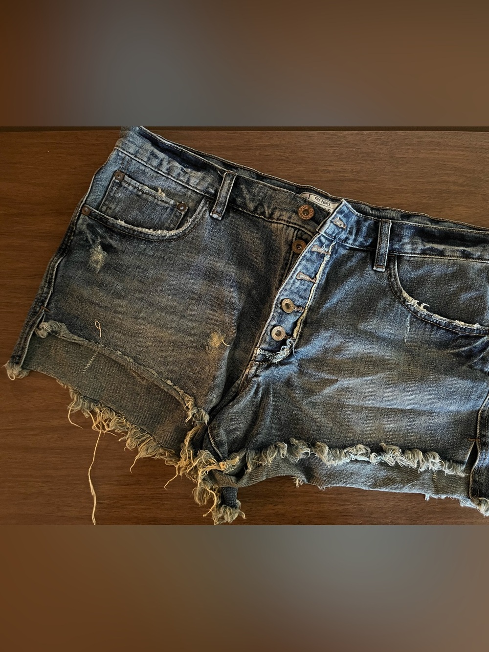 Free People Distressed Denim Cutoff Shorts - Blue